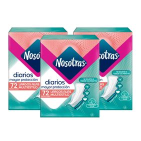 Combo Protectores Nosotras Diarios Largos Alas Multiestilo x 216und