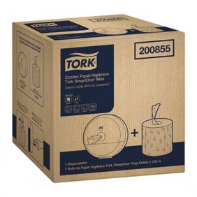 Combo Dispensador SmartOne Mini + Papel Higienico Tork SmartOne Mini Natural 100mt