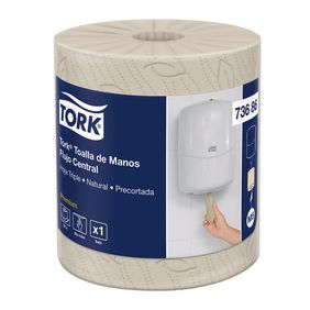 Toalla de Manos Tork Flujo Central Hoja Triple Natural 100mts