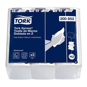 Toalla de Manos Tork Doblada en Z Hoja Doble Blanca 150 toallas x 3fajos