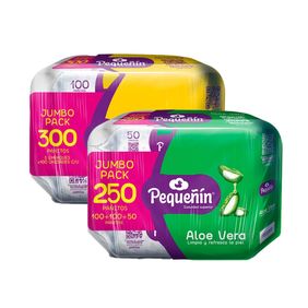 Combo Pañitos Húmedos Pequeñín Almendra x 300 und + Pañitos Húmedos Pequeñín Aloe x 250 und