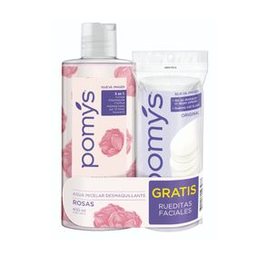 Agua Micelar Rosas Pomys 400ml + Rueditas Faciales Desmaquilladoras Original x 60u