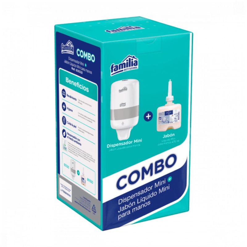 Combo-Dispensador-Jabon-Mini-Liquido-Tork-para-Manos---Jabon-Mini-Liquido-Tork-para-Manos-con-fragancia-Premium