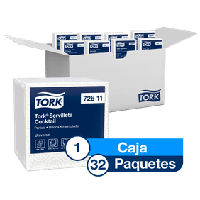 Tork® Servilleta Cocktail/ Universal/ Blanco/ 32 paquetes x 150 serv. c/u