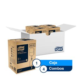 Combo Dispensador + Toalla de Manos Tork Flujo Central Hoja Triple Natural 100mts X 4 Cajas