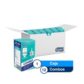 Combo Dispensador + Jabón Mini Liquido Tork para Manos con Fragancia Premium X 12 Cajas