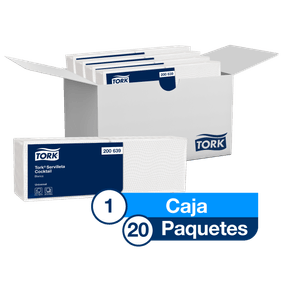Tork® Servilleta Cocktail/ Universal/ Blanco/ 20 paquetesx 200 serv. c/u