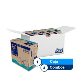 Combo Dispensador Papel + Papel Higiénico Tork Jumbo Hoja Triple Blanco 170mts X 4 Cajas