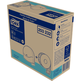 Combo Dispensador Papel + Papel Higiénico Tork Jumbo Hoja Triple Blanco 170mts