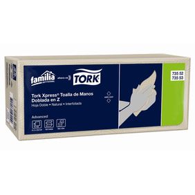 Toalla de Manos Tork Doblada en Z Hoja Doble Natural 150 toallas x 1bolsa