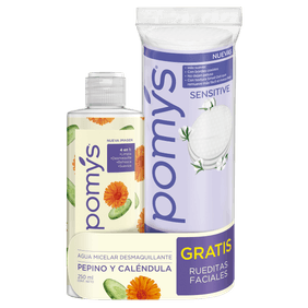 Agua Micelar Pomys Pepino y Caléndula 250ml + Rueditas Faciales Original x 60u