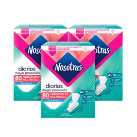 Combo Protectores Nosotras Diarios Largos Alas Multiestilo x 240und