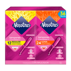 Tampones Nosotras con Aplicador Regular x12 + Super x24
